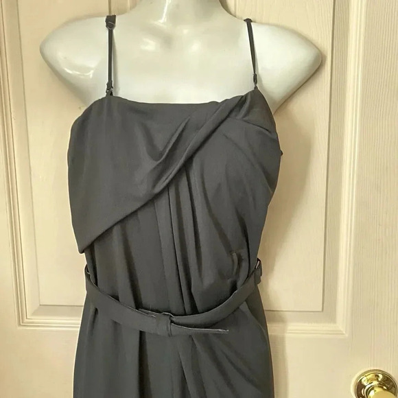 Mustard Seed Womens Sz M Jumpsuit Black Strap Sleeve Belted Stretch Goth Grunge - Picture 13 of 16